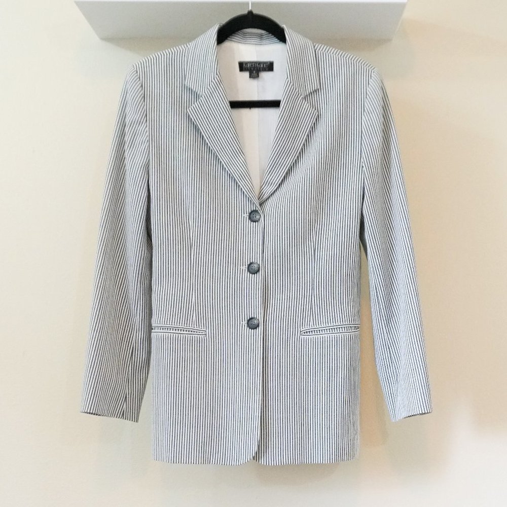 Blue & White Striped Karen Kane Blazer